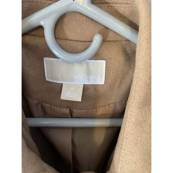Michael Kors Wool belted coat camel zip up M preppy old money quiet luxury - Picture 5 of 10